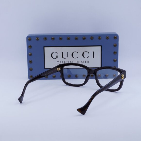 Gucci GG1259O 005 Rectangle 54mm Eyeglasses - Dark Havana - Picture 11 of 12